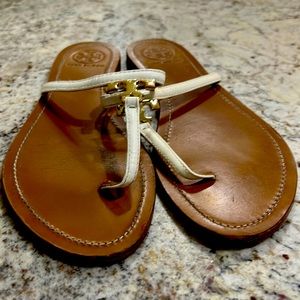 Tory Burch White Leather Sandals - size 9-1/2